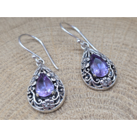 Echt zilveren oorbel hangers met Amethist 